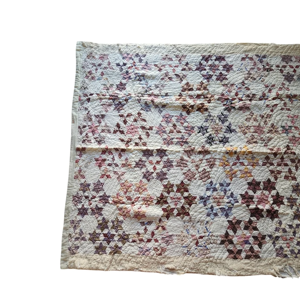 ANTIQUE Seven Sisters Baptist Circle‎ pattern handmade quilt 1880s